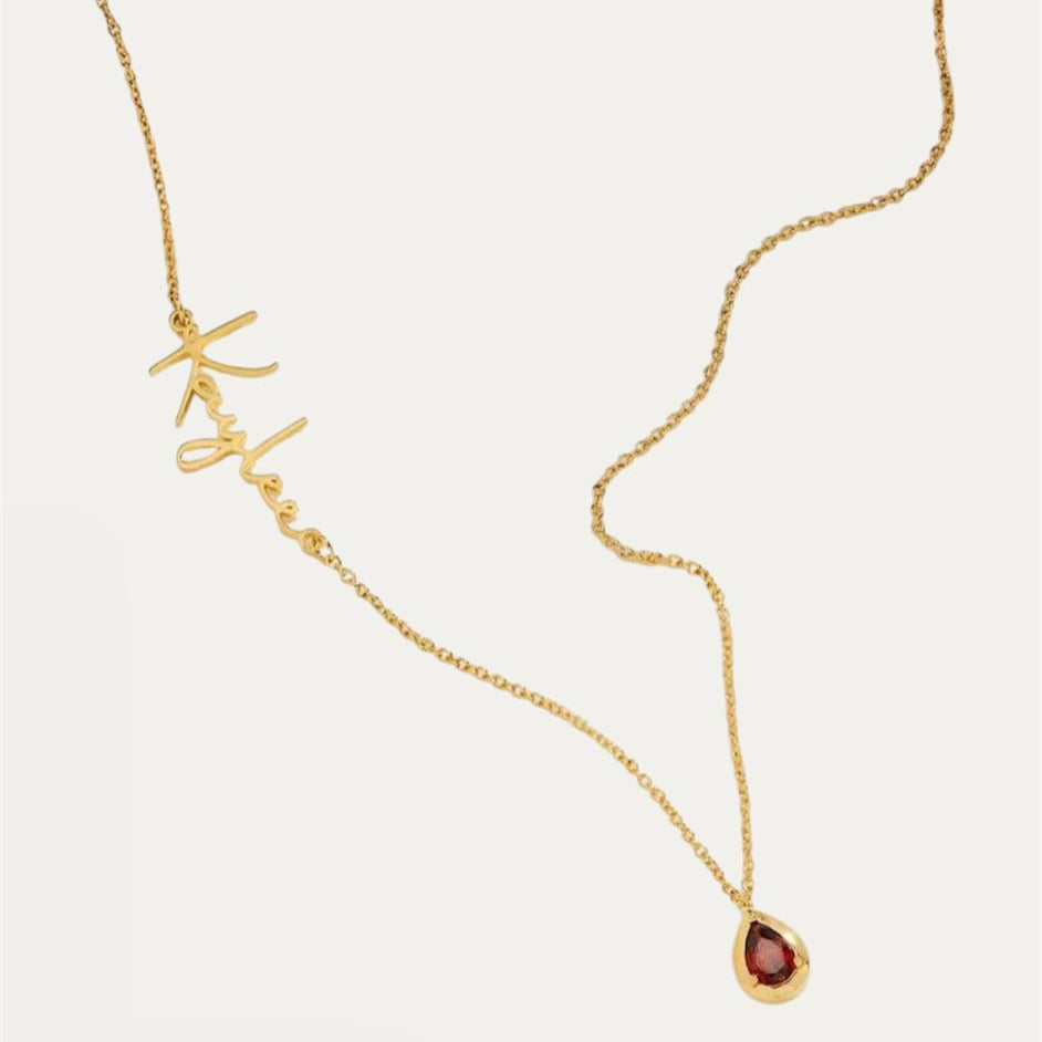 Burial Initial and Birthstone Necklace