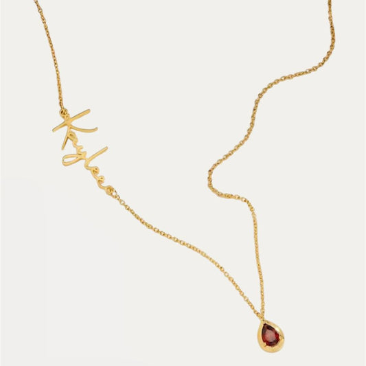 Burial Initial and Birthstone Necklace