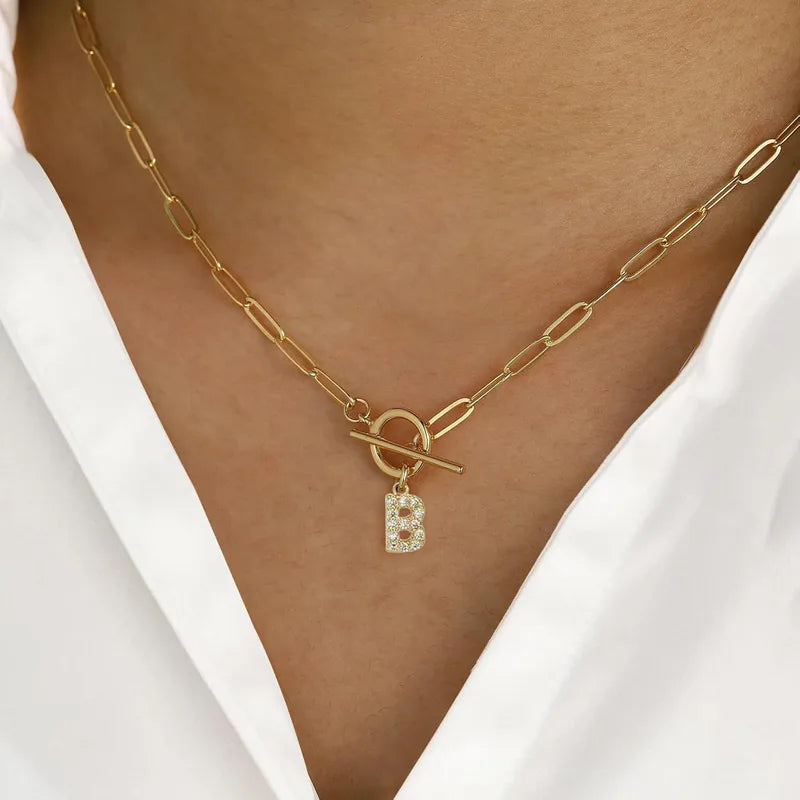Lyra Paperclip Initial Necklace