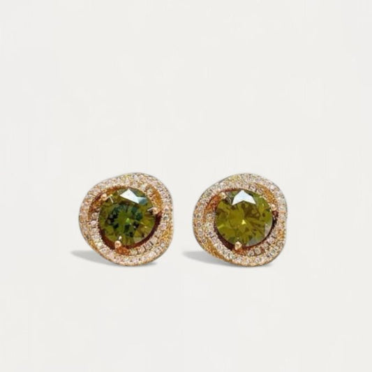 Elodie Green Zircon Clip on Earrings