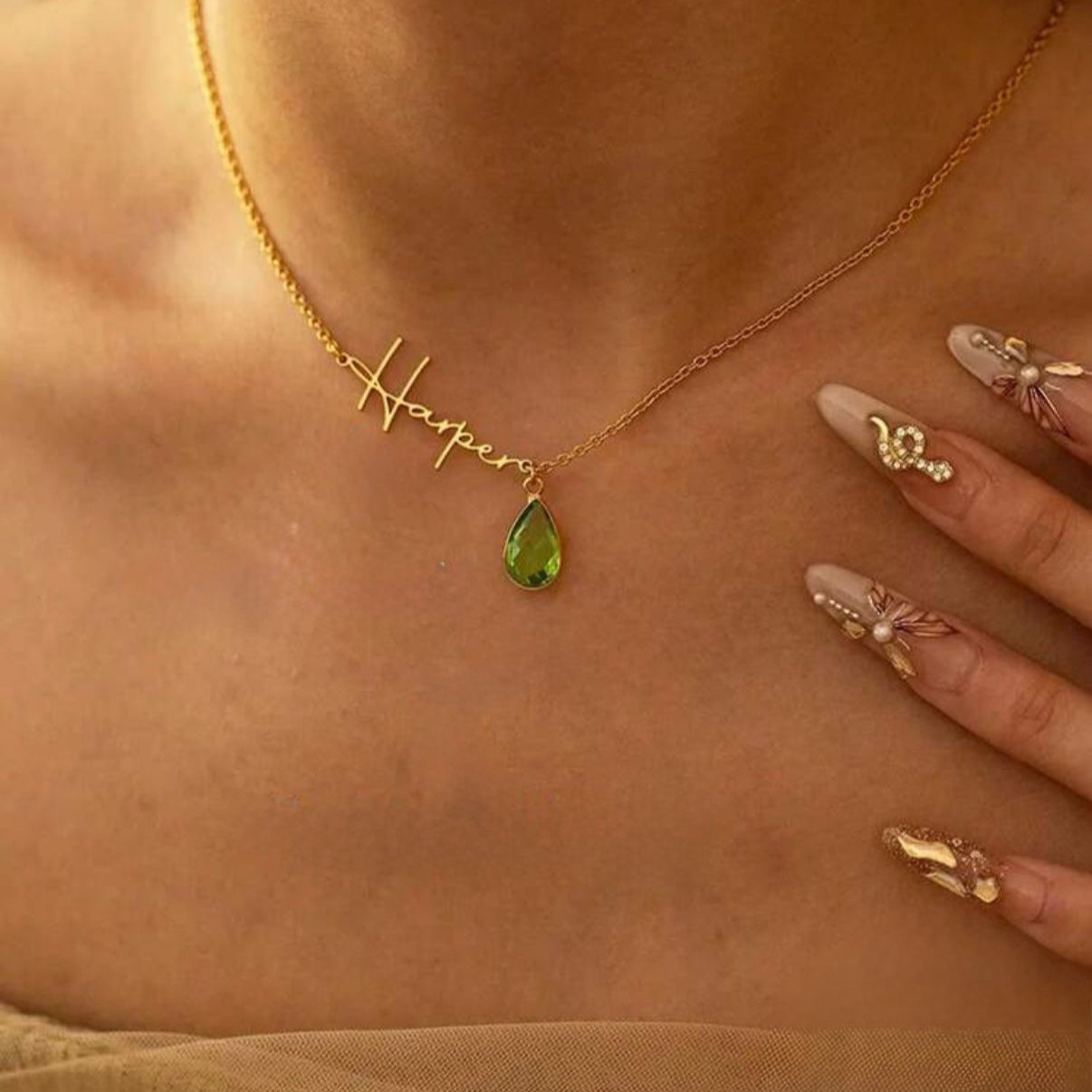 Burial Initial and Birthstone Necklace
