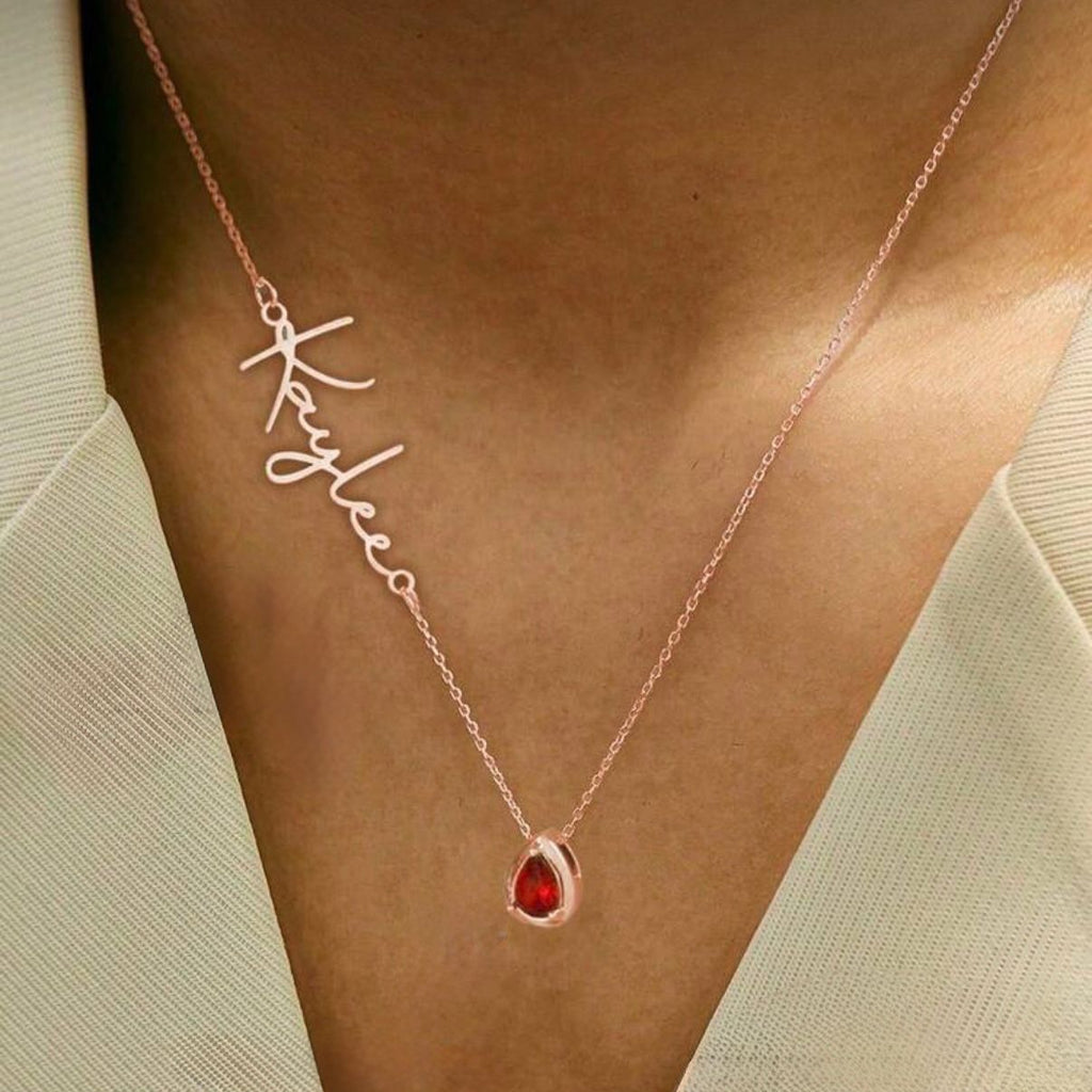 Burial Initial and Birthstone Necklace
